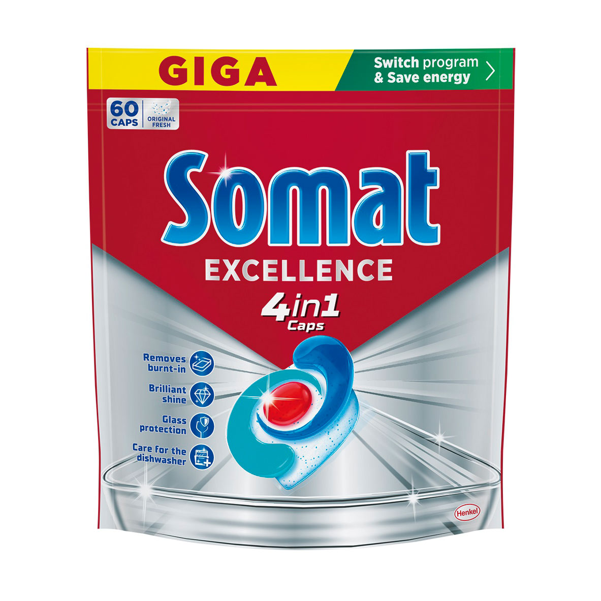 Таблетки для посудомийної машини Somat Exellence 4 in 1 Caps, 60 шт